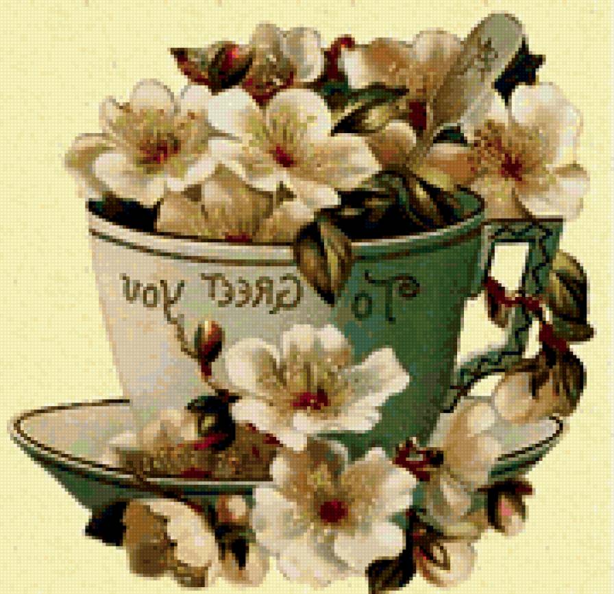 цветы в кружке - цветы, кухня, кружка - предпросмотр