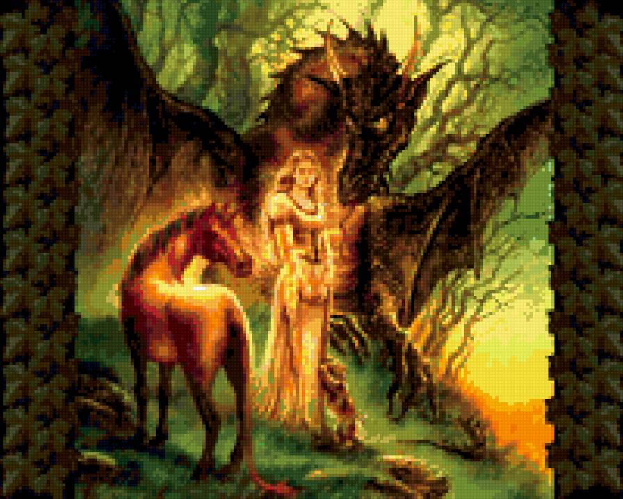 Девушка и дракон - девушка, дракон, сказка - предпросмотр