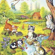 Схема вышивки «котята»