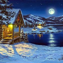 Схема вышивки «зимний пейзаж»