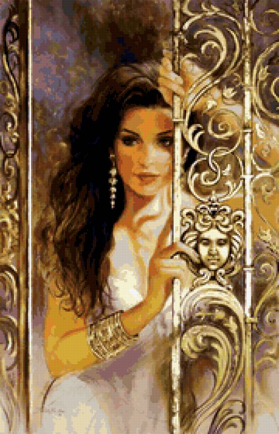 жасмин - девушка, картина, искусство, люди, живопись - предпросмотр