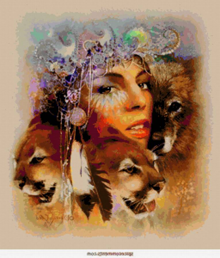 девушка - животные, дикие хищные кошки, волк, дикие кошки, хищник, девушка - предпросмотр