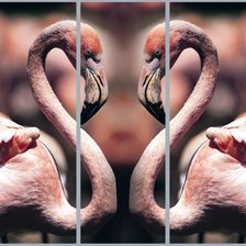 Схема вышивки «Розовый фламинго - триптих»