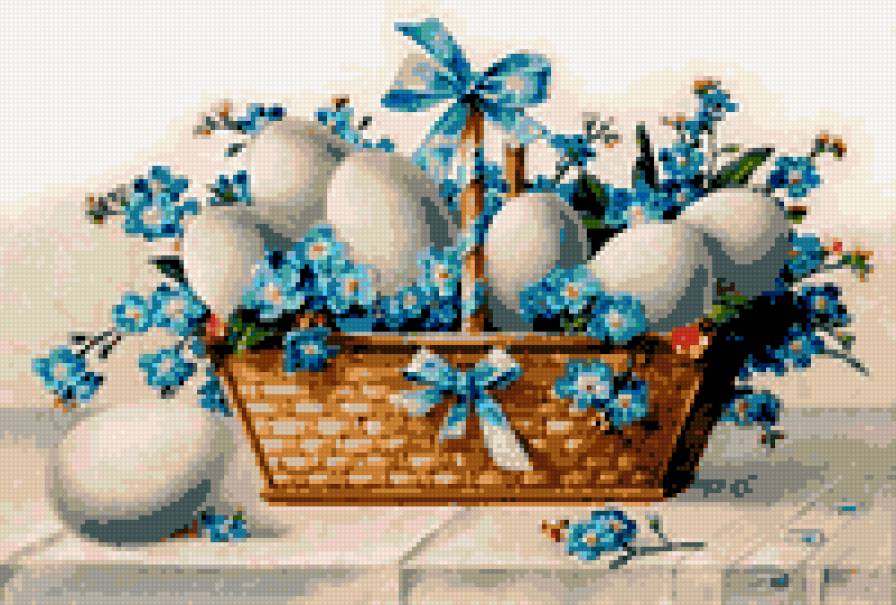 Пасхальная Корзинка - корзина.незабудки, весна - предпросмотр