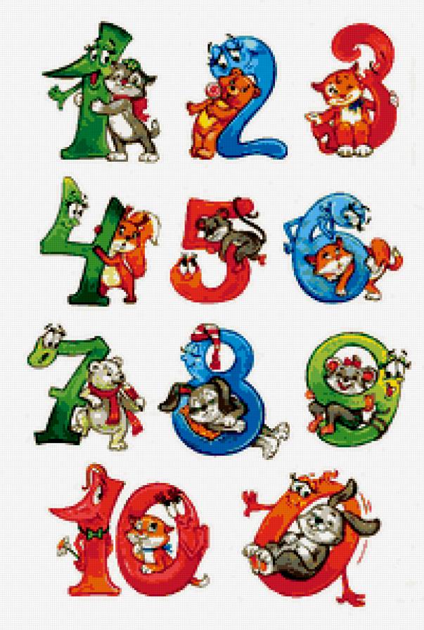 цыферки - дети, учеба, цыфры, обучение, детская, детям, зверята - предпросмотр