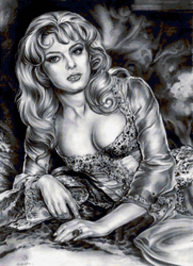 кокетка - девушка, картина - предпросмотр