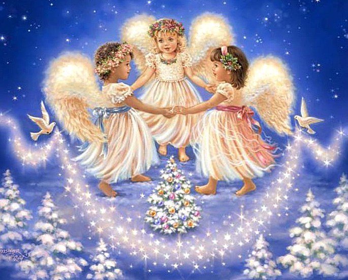 3 Ангела - ангелы, рождество - оригинал