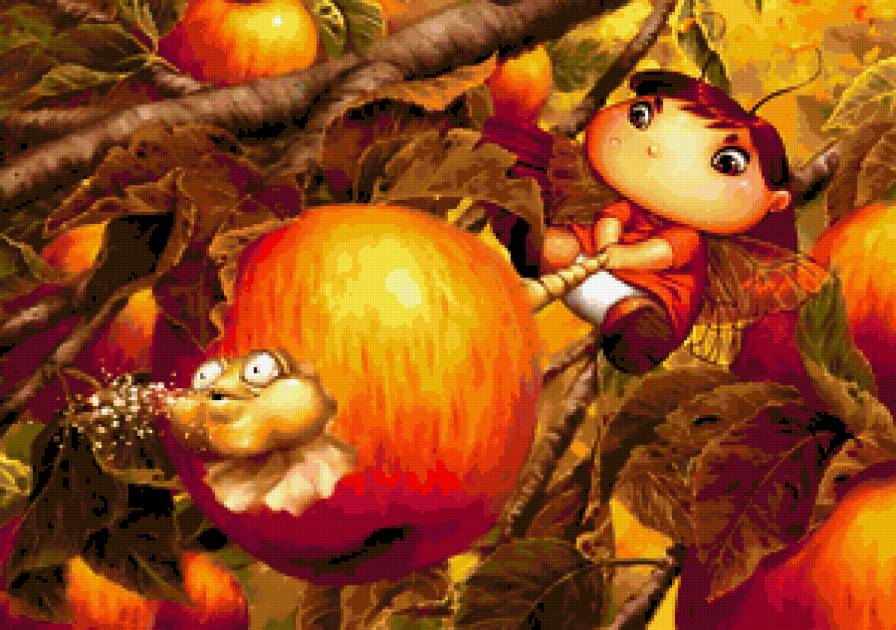 червячки и яблочки - мультяшки, для детей - предпросмотр