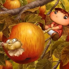 Схема вышивки «червячки и яблочки»