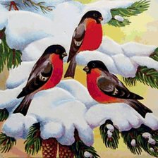 Схема вышивки «Снегири в снегу»