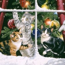 Схема вышивки «Котята у окна»