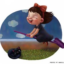 Схема вышивки «Девочка на метле»