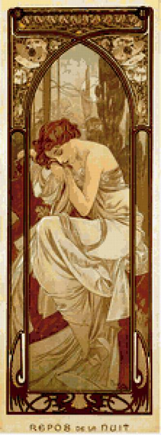 Картина А.Мухи - грусть, женщина - предпросмотр