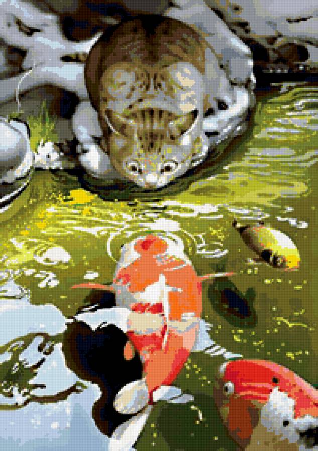 кот рыбак - рыба, кот - предпросмотр