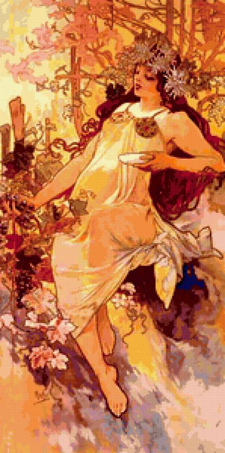 Картина А.Мухи "Осень" - картина, женщина, осень - предпросмотр
