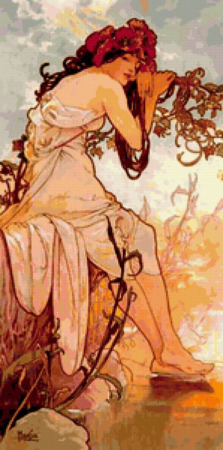 Картина А.Мухи "Лето" - картина, женщина, лето - предпросмотр