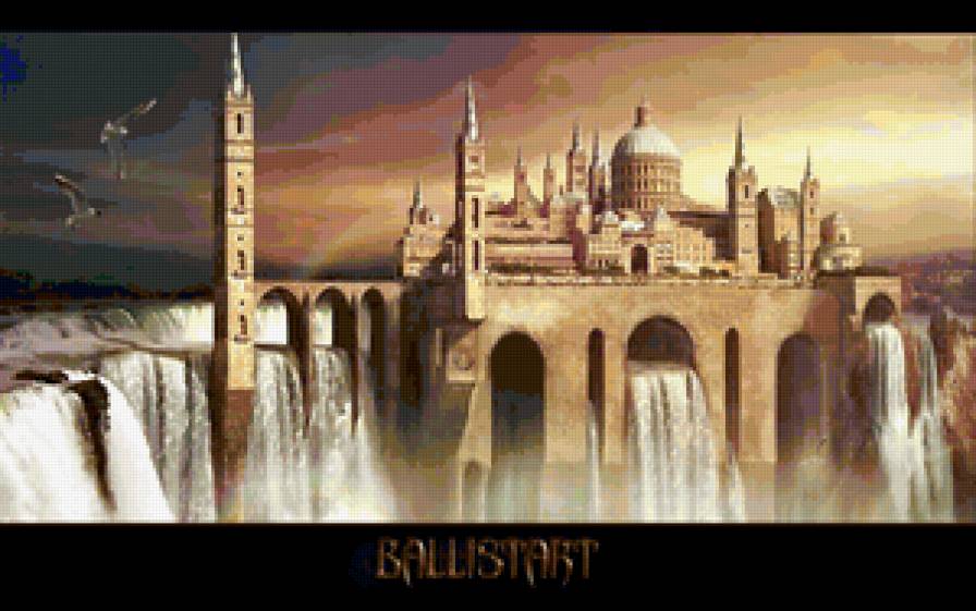 Замок на воде - водопад, замок, замок на воде - предпросмотр