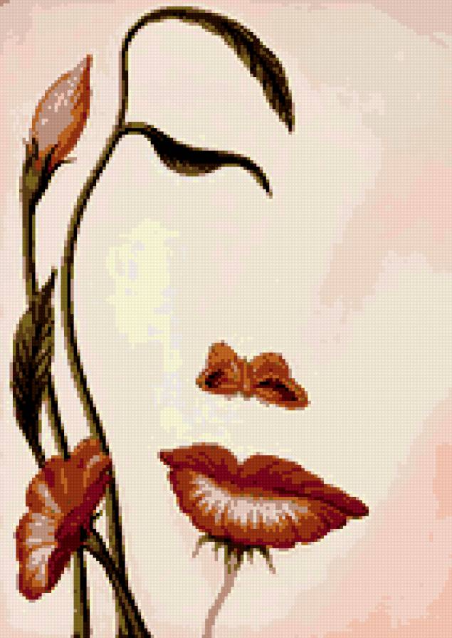 девушка со смыслом - лицо из цветов - предпросмотр