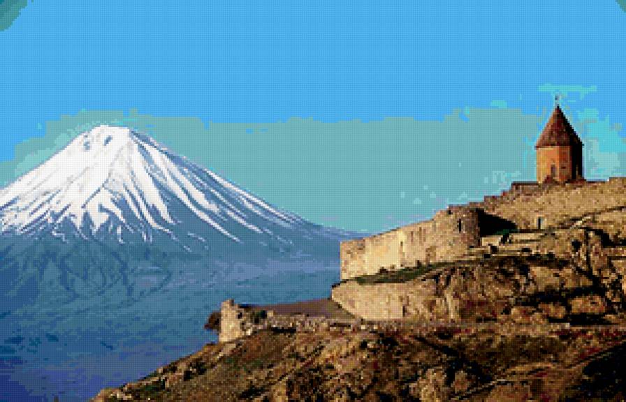 ГОРА АРАРАТ И ХОР ВИРАП - горная вершина, красивые уголки мира, река, горы, снег, приода - предпросмотр