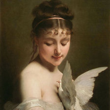 Схема вышивки «Девочка с голубем»