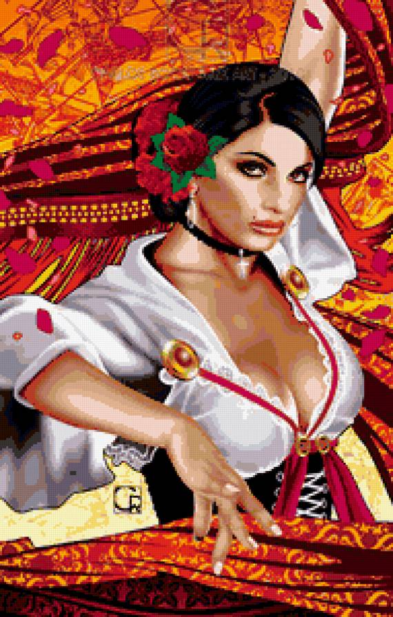 девушка - портрет, страсть, фламенко, образ, цыганка, танец, женщина - предпросмотр