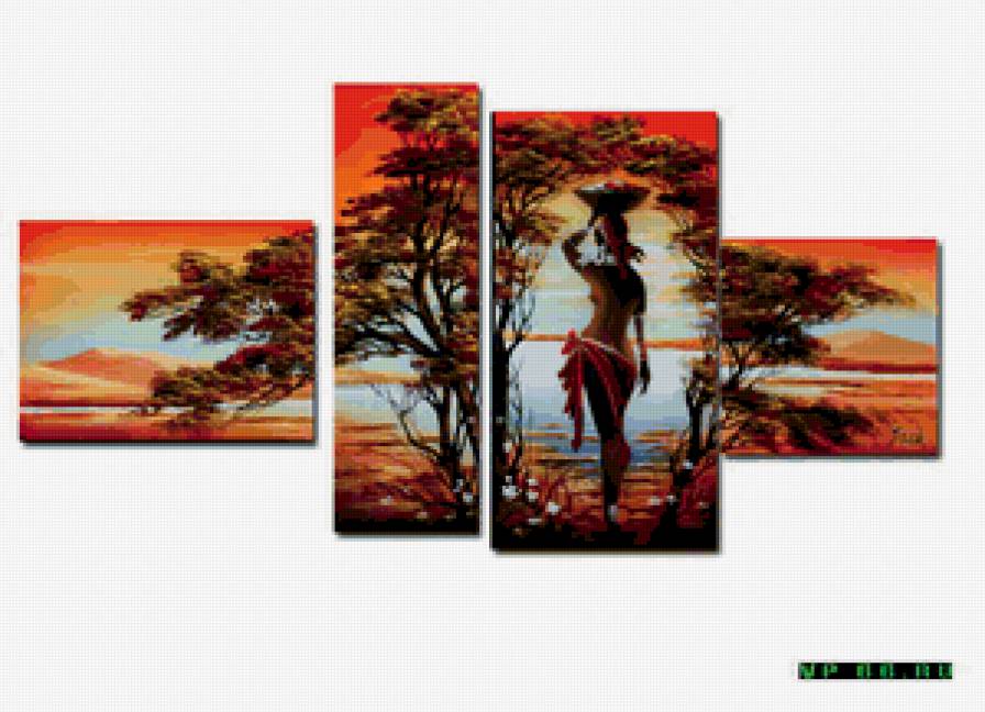 диптих, триптих, полиптих.... - природа, африк, савана, женщина - предпросмотр