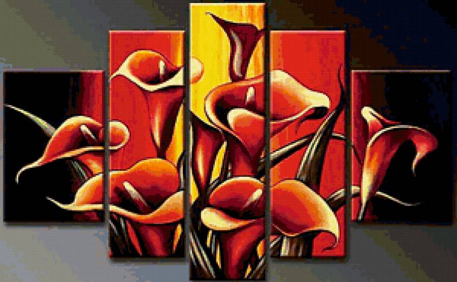 ТРИПТИХ - цветы, антуриум, триптих, каллла - предпросмотр