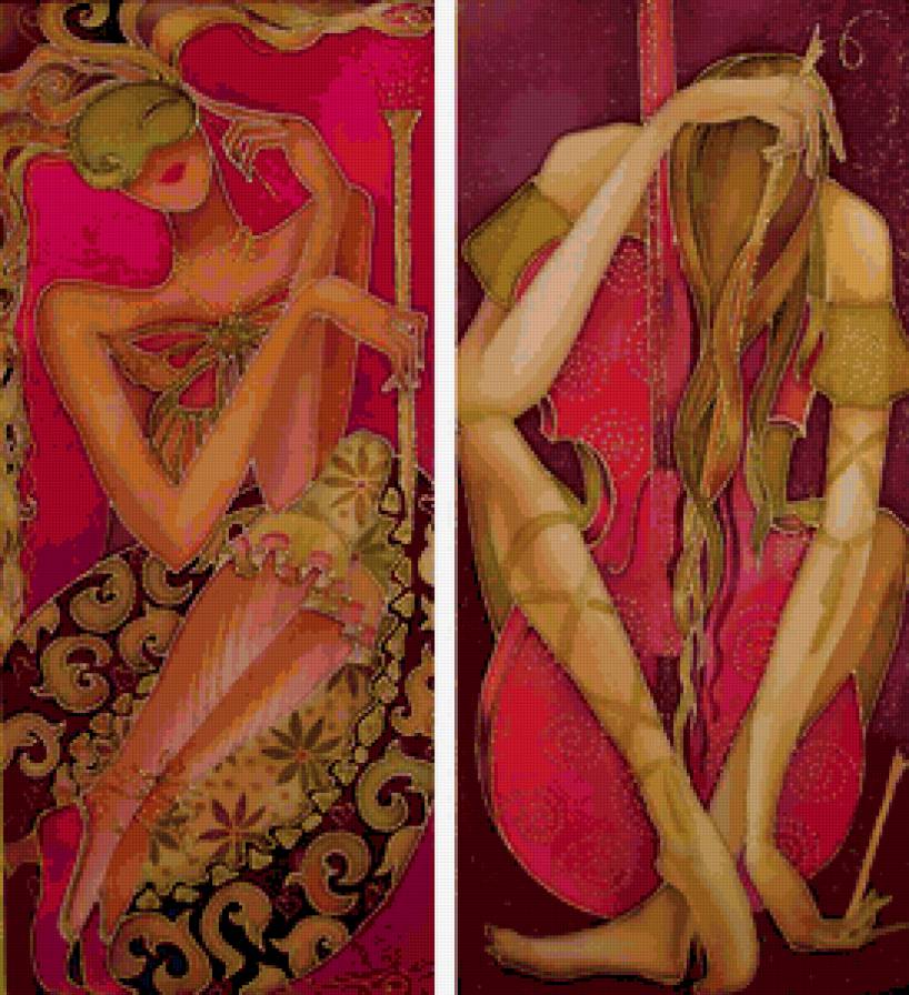 ДИПТИХ   "Две мелодии" - мелодия, музыканты, женщина, диптих, музыкальный инструмент - предпросмотр