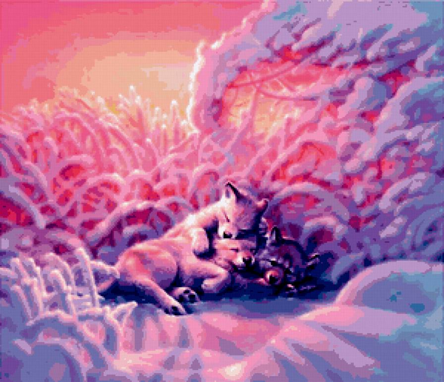 волчата - животные.волки.зима - предпросмотр