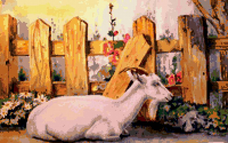 коза у забора - коза, козочка - предпросмотр