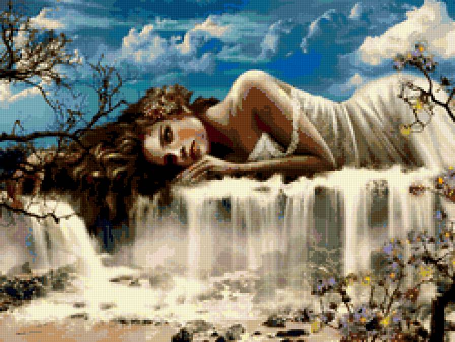 девушка водопад - девушка, водопад - предпросмотр