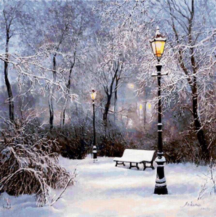 зима - снег, деревья - предпросмотр