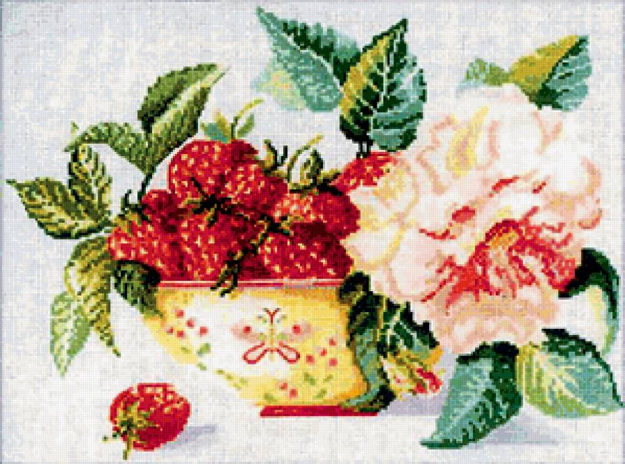 Сладкое утро. - цветы, летнее, ягода, розы, натюрморт - предпросмотр