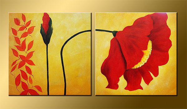 ДИПТИХ ДВЕ МЕЛОДИИ - цветы, диптих, мак - оригинал