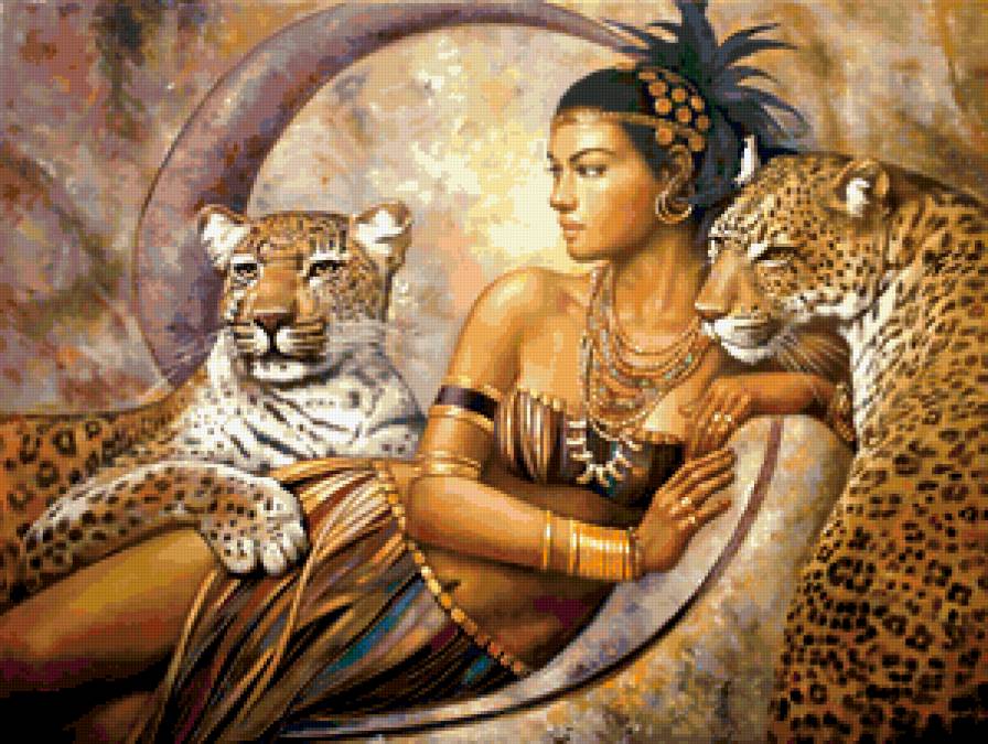 ДИПТИХ   "Две мелодии" - отдых, животные, тигр, дружба, восток, диптих, женщина - предпросмотр