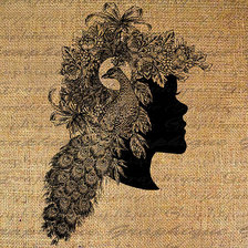 Схема вышивки «Девушка-павлин»