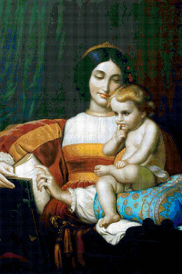 №213147 - чтение, от известных художников, ангел, жещина, дети - предпросмотр