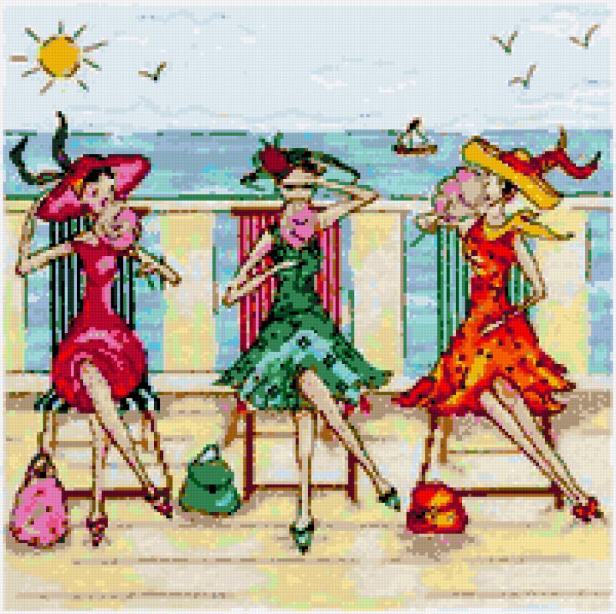 deniz kenarında kızlar - kızlar, deniz - предпросмотр