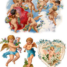 Схема вышивки «Винтажные ангелы и купидоны»