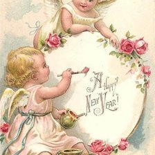 Схема вышивки «Ангелочки с розочками»