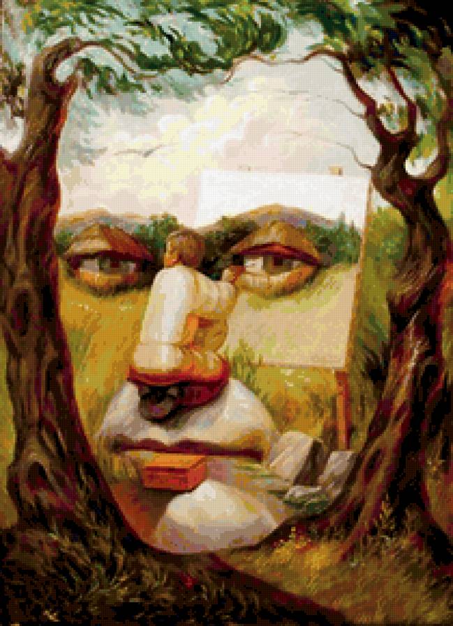 ДИПТИХ   "Две мелодии" - совпадение, дерево, природа, рисование, лик, композиция - предпросмотр