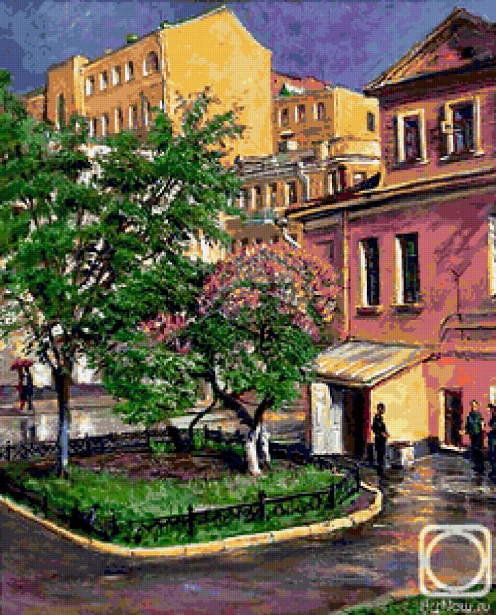 Сирень на Пятницкой.Лукьянов В. - живопись.картина.пейзаж.улочки.москва - предпросмотр