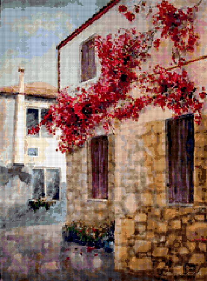 Турецкая улочка - пейзажи.домики.живопись.природа.улочка - предпросмотр