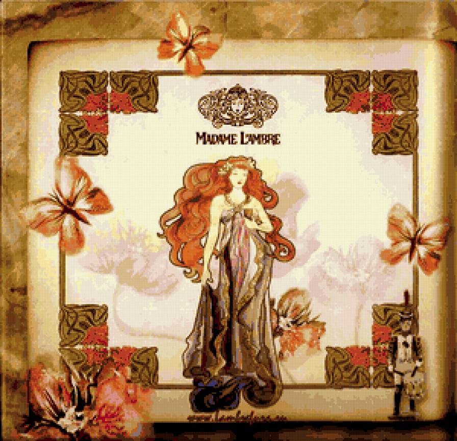 Девушка - девушка, бабочки, картина - предпросмотр