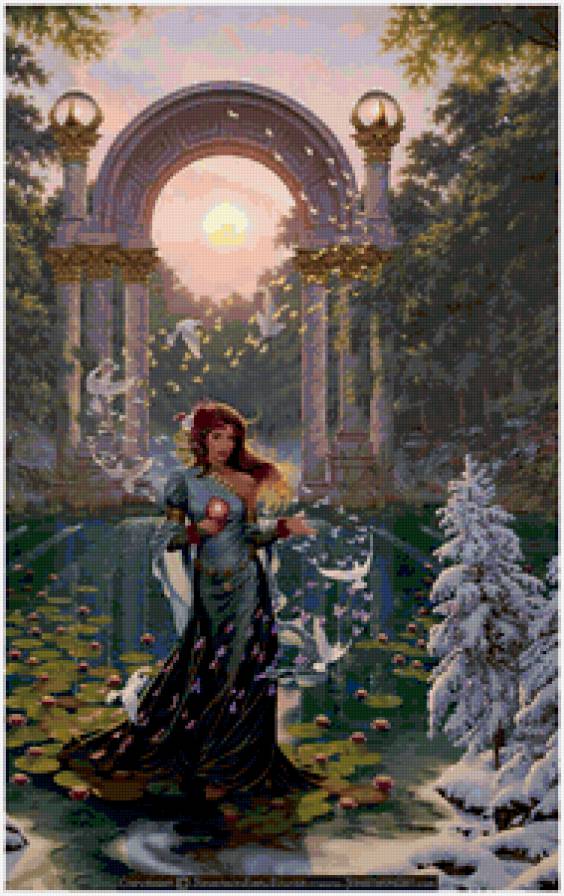 Джонатан Эрла Баузера - современные художники, голуби, диптих, лес, фея, парк - предпросмотр