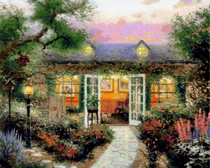 Праздник Света от Томаса Кинкейда (Thomas Kinkade) - природа, дом - предпросмотр
