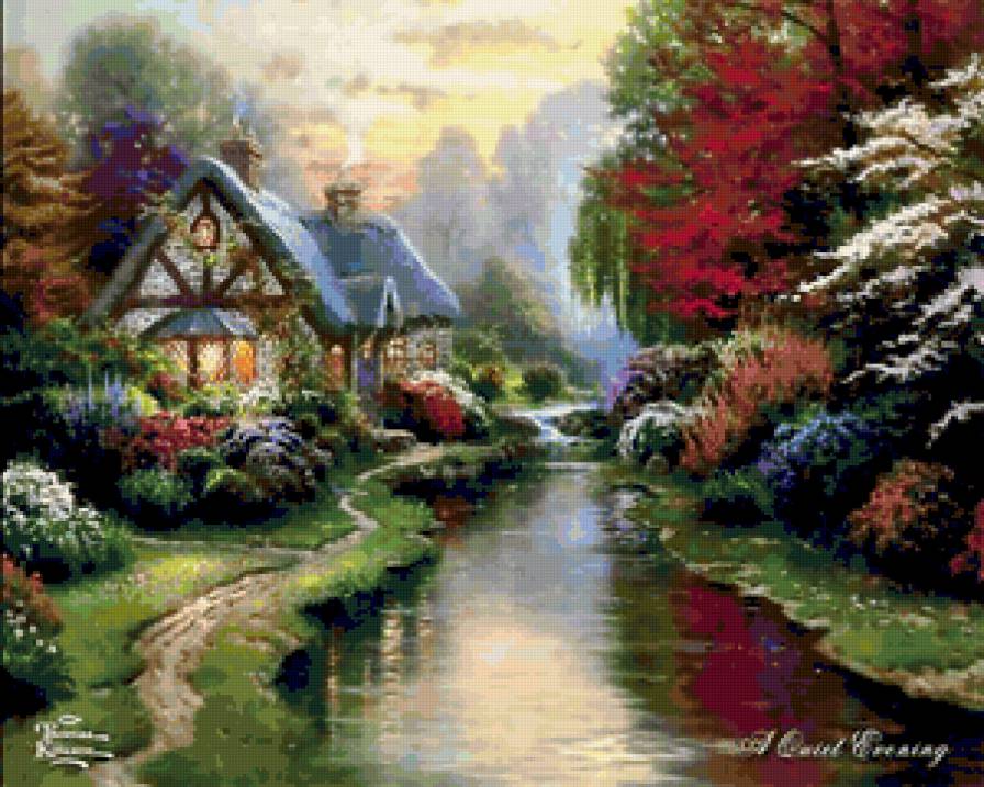 Праздник Света от Томаса Кинкейда (Thomas Kinkade) - природа, дом - предпросмотр