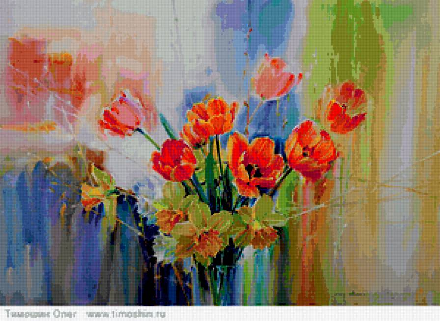 цветы - нарциссы, букет, цветы, тюльпаны - предпросмотр