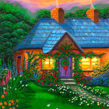 Схема вышивки «домик в саду»