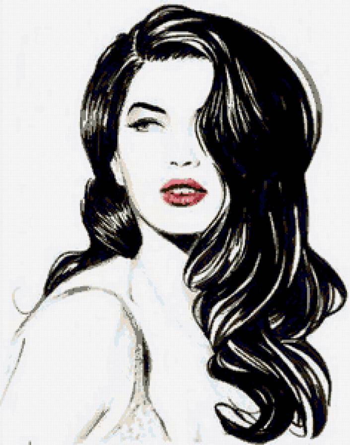 Девушка - черно-белое, женщина, девушка, она, лицо, монохром, женский образ - предпросмотр